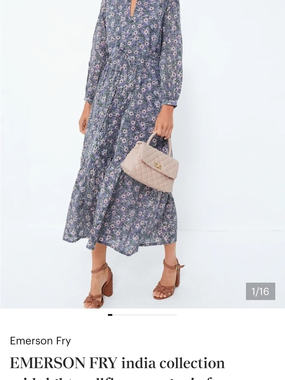 Emerson Fry Dusty Lavender & Navy Floral Wrap Midi Dress